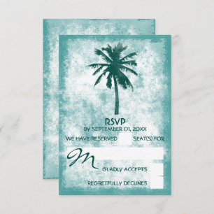Cartão RSVP Casamento Tropical Palm Tree Beach