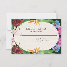 Cartão RSVP Casamento Tropical Watercolor