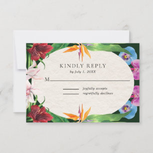 Cartão RSVP Casamento Tropical Watercolor