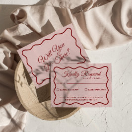 Cartão RSVP Casamento Único Colorido Moderno com Retro Funky