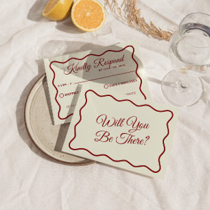 Cartão RSVP Casamento Único Colorido Moderno com Retro Funky