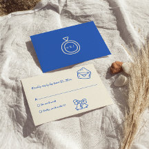 Casamento Único da Vintagem Azul Escrita à Mão