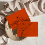 Cartão RSVP Casamento Único do Deserto Ocidental Laranja Moder<br><div class="desc">Uma simples e elegante carta colorida retro de casamento ocidental. Isso tem um moderno e único vestígio ocidental arenoso queimado de fundo laranja com um guião preto em negrito. Minimalista e chic com uma única inscrição retrorreflectora e um olho místico desenhado à mão. Tudo é editável clicando no botão personalizar....</div>