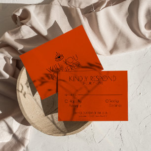 Cartão RSVP Casamento Único do Deserto Ocidental Laranja Moder