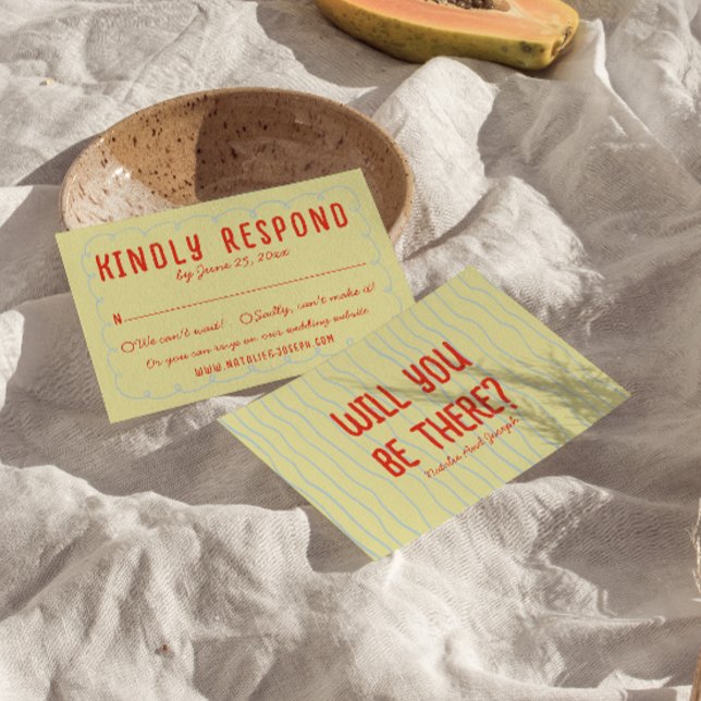 Cartão RSVP Casamento Único Escrito Desenhado à Mão Retro Colo (Criador carregado)