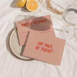 Cartão RSVP Casamento Único Funky Bold De Diversão Colorida Re