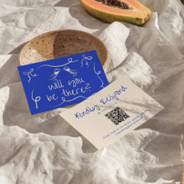 Cartão RSVP Casamento Único Moderno de Código QR Quirky Desenh