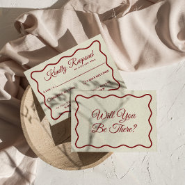 Cartão RSVP Casamento Único Moderno de Ivory Retro Funky