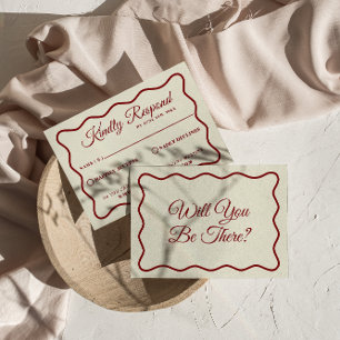 Cartão RSVP Casamento Único Moderno de Ivory Retro Funky