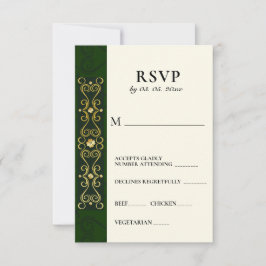 Cartão RSVP Casamento Verde-Abstrato de-Trabalho de arte Elega