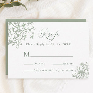 Cartão RSVP Casamento Verde Clássico do Jardim do Sangue