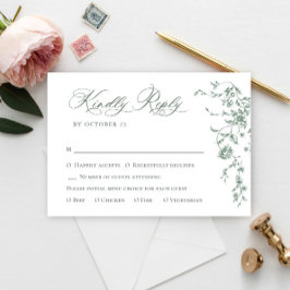 Cartão RSVP Casamento Verde da Ornamentado Vitoriana Grace Flo