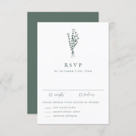 Cartão RSVP Casamento Verde da Sage dos Botânicos Minimalistas