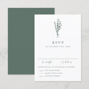 Cartão RSVP Casamento Verde da Sage dos Botânicos Minimalistas