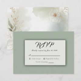 Cartão RSVP Casamento Verde de Sage Floral de Molho