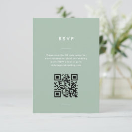 Cartão RSVP Casamento Verde de Sage Mínimo Moderno