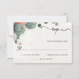Cartão RSVP Casamento Verde do Pastel Peach Mint Moss Sage