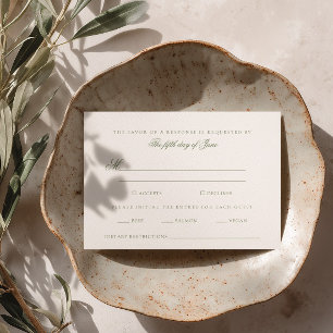 Cartão RSVP Casamento Verde Elegante
