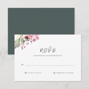 Cartão RSVP Casamento Verde Elegante Simples
