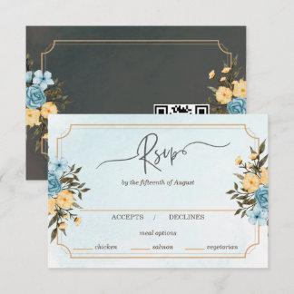 Cartão RSVP Casamento Verde Floral Clorideira Moderno Elegante