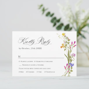 Cartão RSVP Casamento Verde Floral do Jardim Francês Elegante 