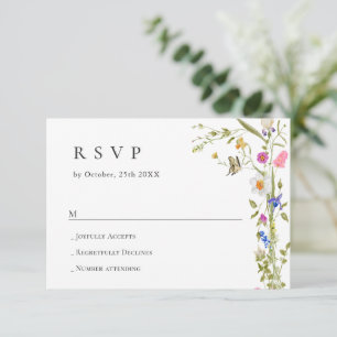 Cartão RSVP Casamento Verde Floral do Jardim Francês Elegante 