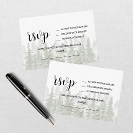 Cartão RSVP Casamento Verde Floresta Rústica 