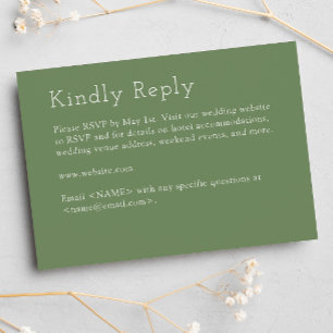 Cartão RSVP Casamento Verde Maciço Minimalista