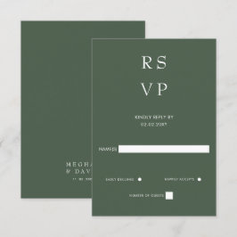 Cartão RSVP Casamento Verde Moderno Mínimo Elegante Simples