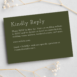Cartão RSVP Casamento Verde-Oliva Minimalista