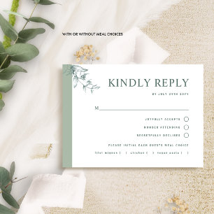 Cartão RSVP Casamento Verde Pálido Elegante com/sem RSV RAL Re