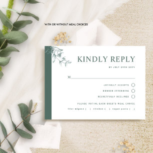 Cartão RSVP Casamento Verde Profundo Elegante com/sem RSV RAL