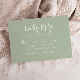 Cartão RSVP Casamento Verde Sage com Script Moderno
