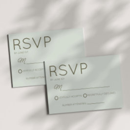 Cartão RSVP Casamento Verde Sage Minimalista Minimal Moderno