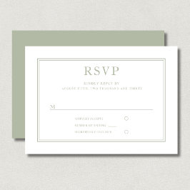 Cartão RSVP Casamento Verde Sage Moderno Elegante 