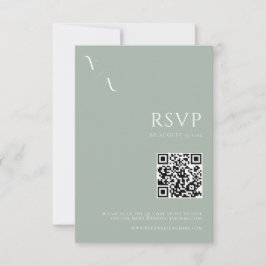 Cartão RSVP Casamento Verde Sage Moderno Minimalista Elegante