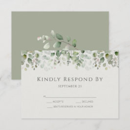 Cartão RSVP Casamento Verde Sálvia Eucalipto