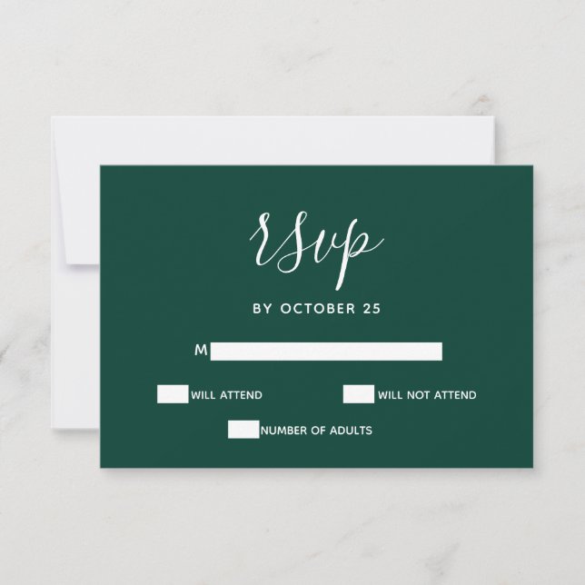Cartão RSVP Casamento Verde Simples e Moderno (Frente)