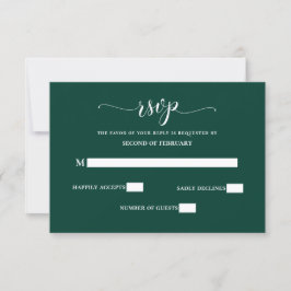 Cartão RSVP Casamento Verde Simples e Moderno