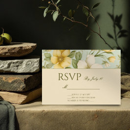 Cartão RSVP Casamento verde suave e bege
