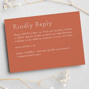 Cartão RSVP Casamento Vermelho de Cobre Minimalista