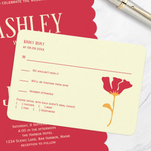 Cartão RSVP Casamento Vermelho e Laranja Moderno
