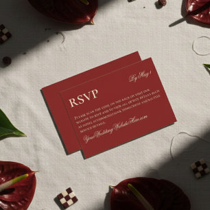 Cartão RSVP Casamento Vermelho Nouso Com Pouco Dinheiro Elegan