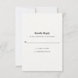Cartão RSVP Casamento Vertical Minimalista Moderno Preto e Bra