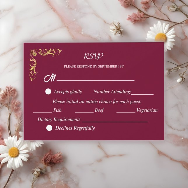 Cartão RSVP Casamento Victoriano Elegante (Criador carregado)
