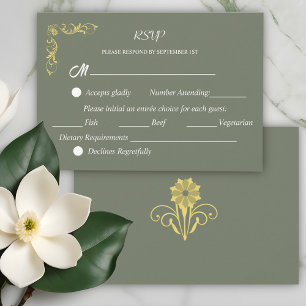 Cartão RSVP Casamento Victoriano Elegante