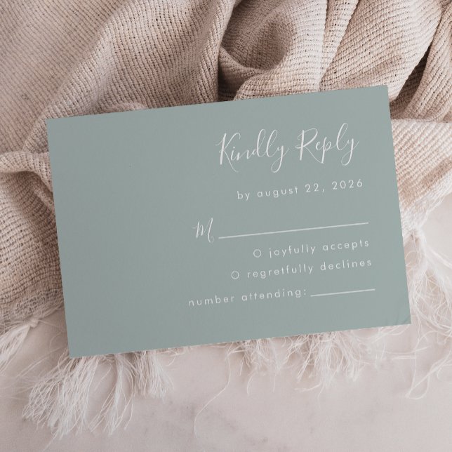 Cartão RSVP Casamento Vidro Mar Script Moderno (Criador carregado)