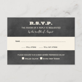 Cartão RSVP Casamento Vintage Black Chalkboard