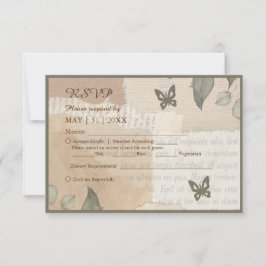 Cartão RSVP casamento vintage boho chic greenery