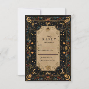 Cartão RSVP Casamento Vintage Celestial Renascença